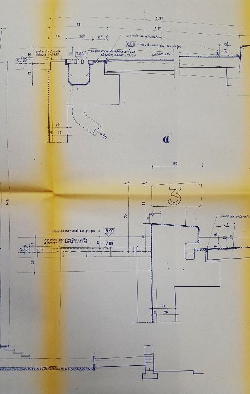 Détail du système de goulotte (niveau plage et niveau plots de départ), Maurice Ego architecte, 1968 (AC Saint-Omer ; 3W40). 