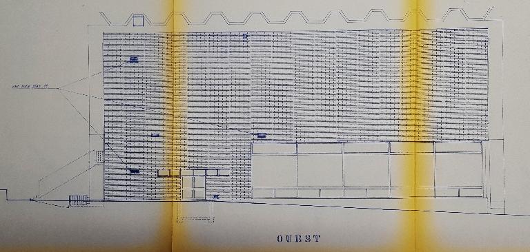Elévation façade ouest, Maurice Ego architecte, 1968 (AC Saint-Omer ; 3W40). 