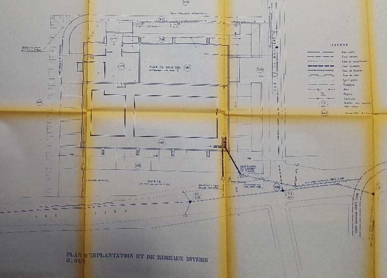 Plan d'implantation et de réseaux divers, Maurice Ego architecte, 1968 (AC Saint-Omer ; 3W40). 