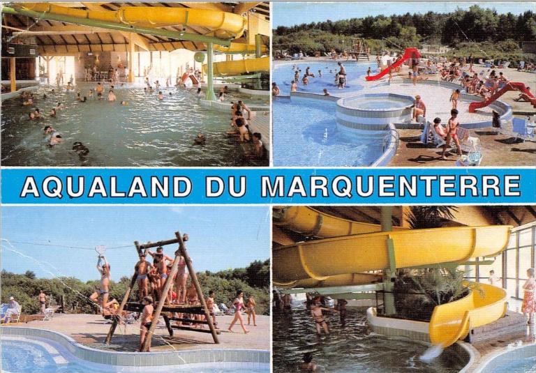 Vues multiples des espaces extérieurs de l’Aqualand du Marquenterre à Fort-Mahon-Plage (Somme), carte postale, vers 1985 (coll. part.).