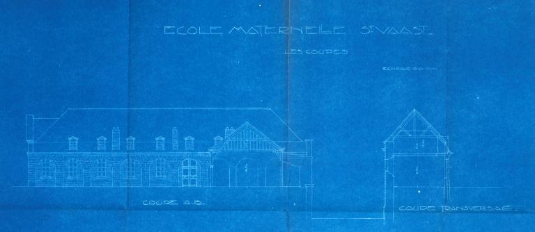Arras. Ecole maternelle Saint-Vaast. Les coupes. Etat vers 1920 (AD Pas-de-Calais ; 10R 4).