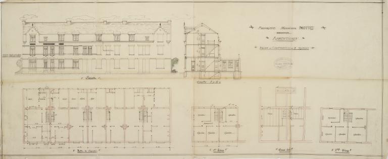 Propriétée de M. Motte. Projet de construction de sept maisons (Maurice Debosque, entrepreneur) [sans lieu, sans date] (coll. part. Motte).