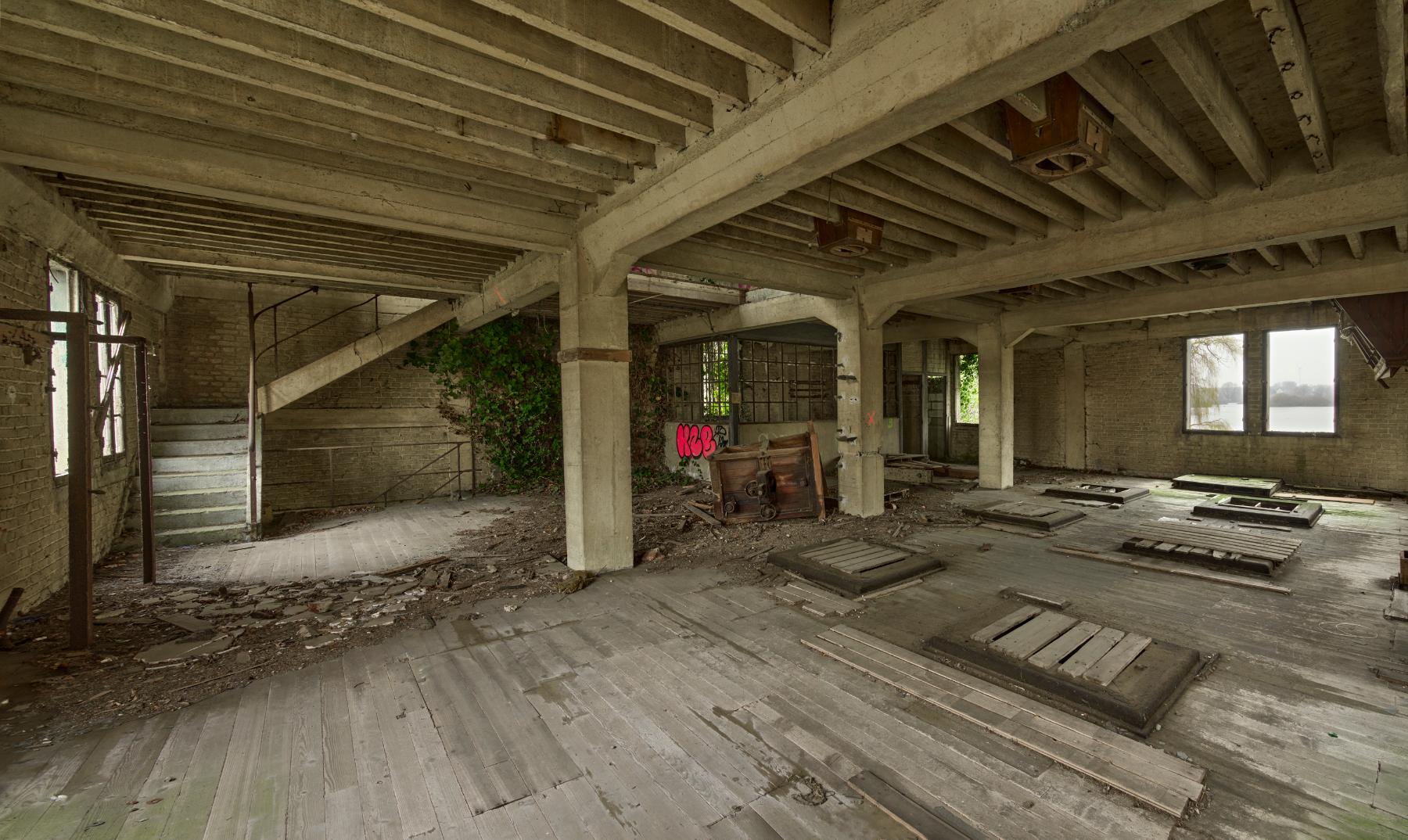 Intérieur du deuxième étage de la minoterie.