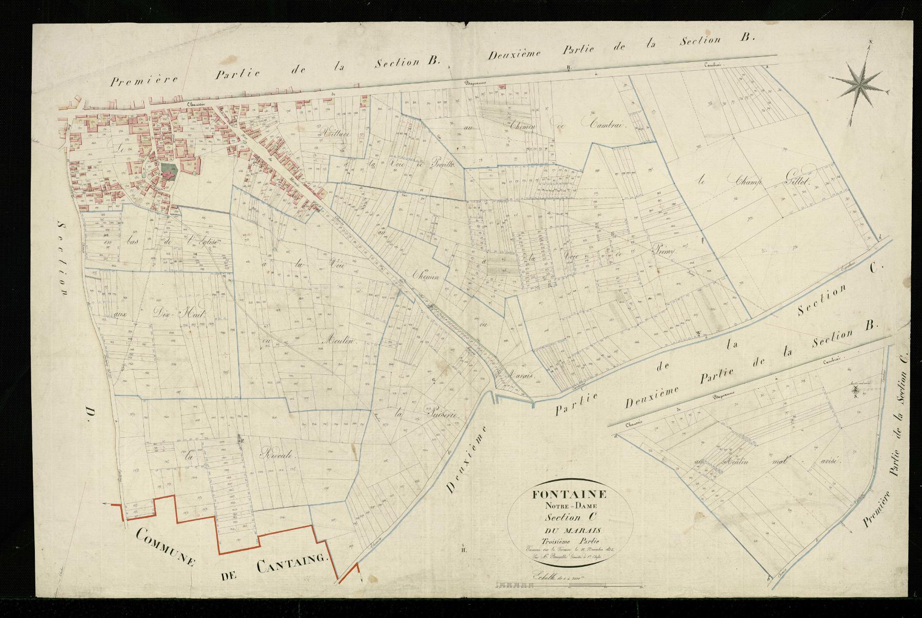Plan cadastral de Fontaine-Notre-Dame, 1825 (section C, troisième partie) (AD Nord ; P31/842).