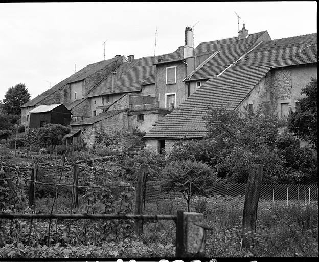 Noncourt : Maisons côté est de la Grande-Rue, élévations postérieures.