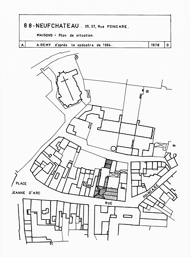 Plan de situation, d'après le cadastre de 1964