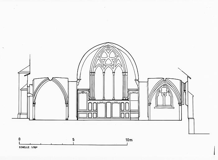 Chapelle : coupe transversale au 1/50e.