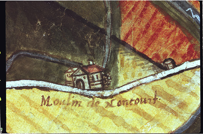 Carte de Neufchâteau et des environs. Détail : moulin de Noncourt.