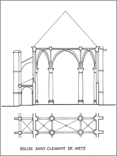 Plan et coupe transversale d'une travée.