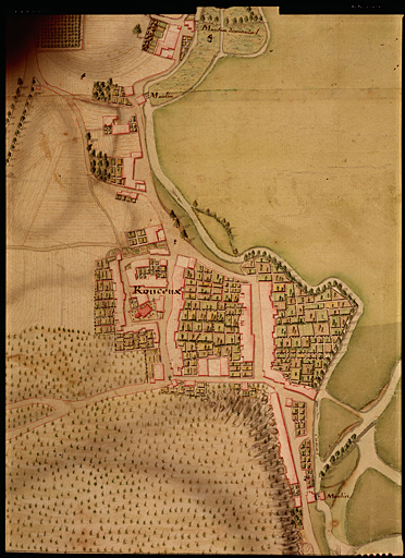 Carte topographique de la ville de Neufchateau et de ses environs.... Détail de la partie à gauche de la légende : Rouceux.