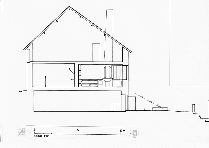 Logement de domestiques et remise, coupe transversale