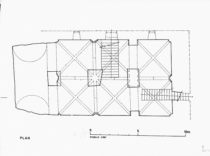 Bâtiment principal : plan de la cave ; échelle 1/50e