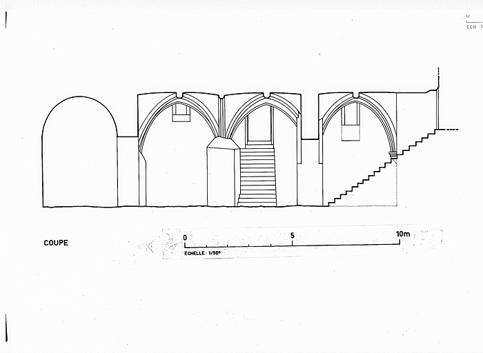 Bâtiment principal. Cave : coupe longitudinale.