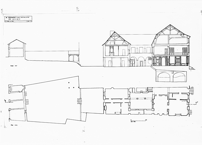 Plan du rez de chaussée et coupe transversale