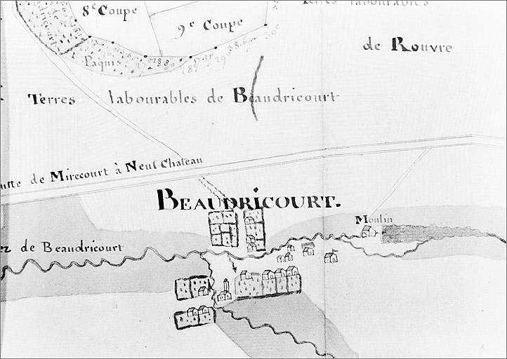 Plan ancien du village de Baudricourt