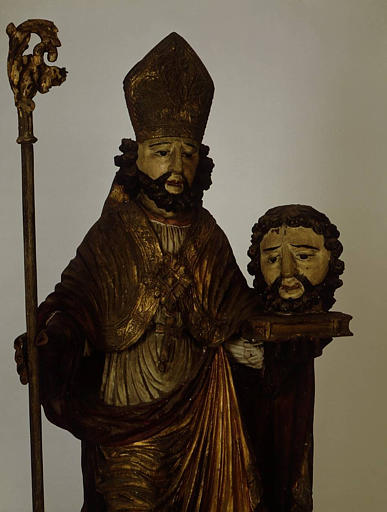 Statue (d'applique, petite nature) : saint Denis