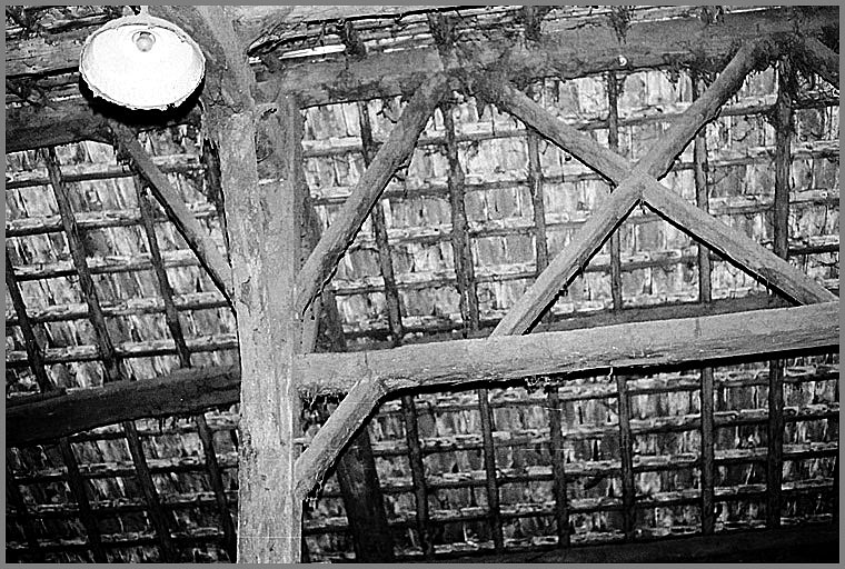Ferme, détail de charpente, ensemble trois quarts gauche.