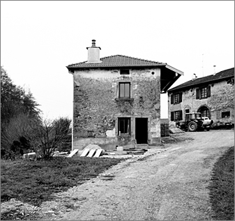 Maison de manouvrier, élévation antérieure, ensemble face.