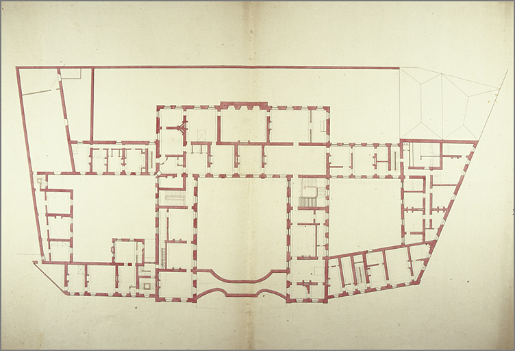 Plan du 1er étage de l'hôtel de l'Intendance (s. d.).