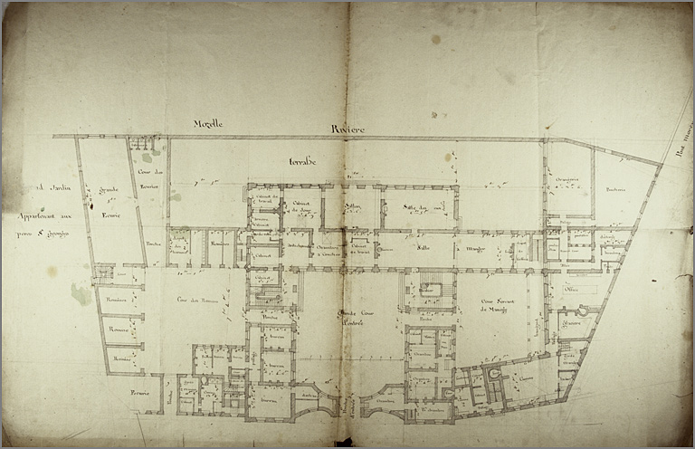 Plan du rez-de-chaussée de l'hôtel de l'Intendance (s. d.).