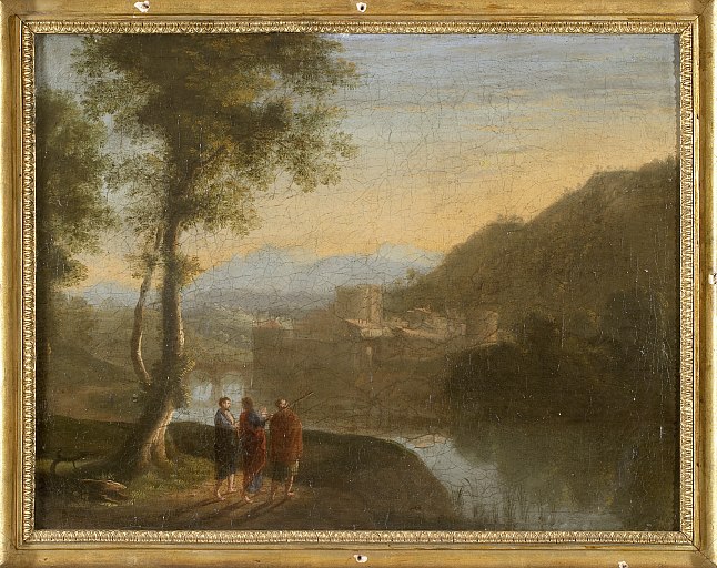 Tableau n° 3 : paysage italien avec les pélerins d'Emmaüs