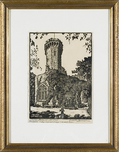 Gravure n° 1 : Armand Schiel 38 / légende : château féodal XII-XIIIe s. / Forbach bois original 2e tirage à la main n° 100 / signature.