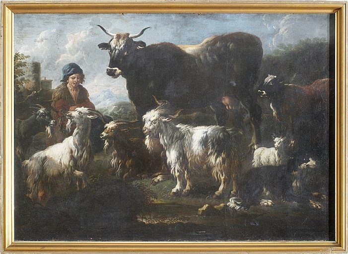 Ensemble de tableaux n° 7 : animaux paissant dans la campagne romaine