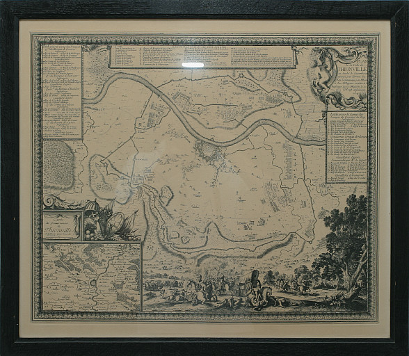 Gravure : plan de la ville de Thionville en 1645 (ensemble face).