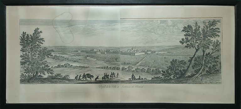 Gravure : profil de la ville et forteresse de Marsal, ensemble face.