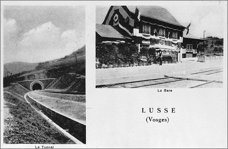 Vue de la gare et de l'entrée du tunnel de Lusse.
