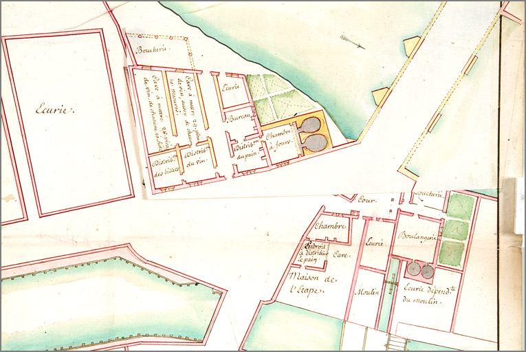 'Plan d'une partie du petit Saulcy' (1735), détail du projet (retombe).