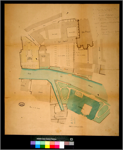 Plan de la préfecture et du lycée (première moitié 19e siècle).