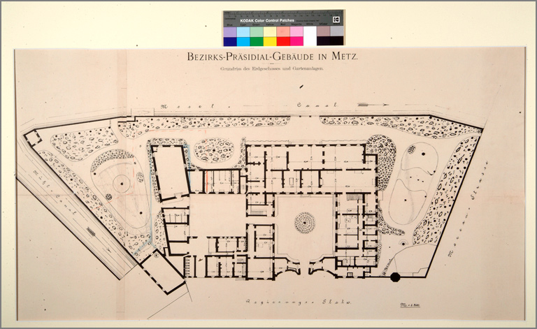 Bezirks-Präsidial-Gebaude in Metz : plan de l'époque de la Présidence de Lorraine.