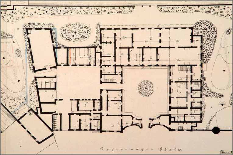 Bezirks-Präsidial-Gebaude in Metz : plan de l'époque de la Présidence de Lorraine, détail de l'hôtel.