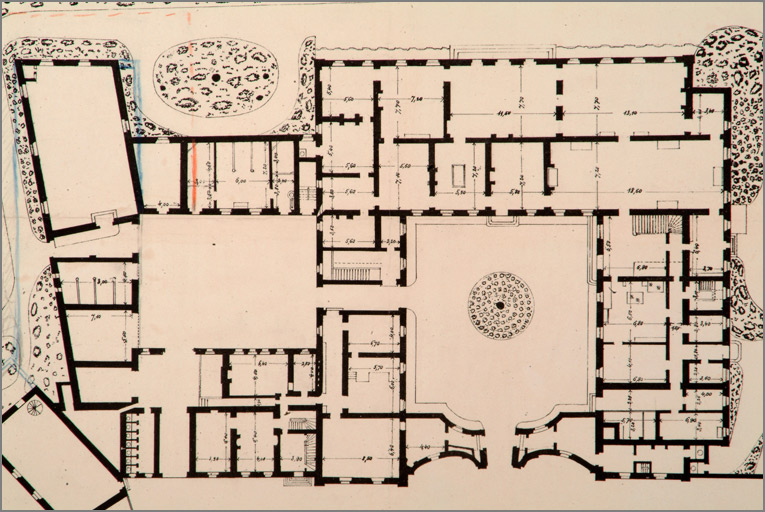 Bezirks-Präsidial-Gebaude in Metz : plan de l'époque de la Présidence de Lorraine, détail de l'hôtel.