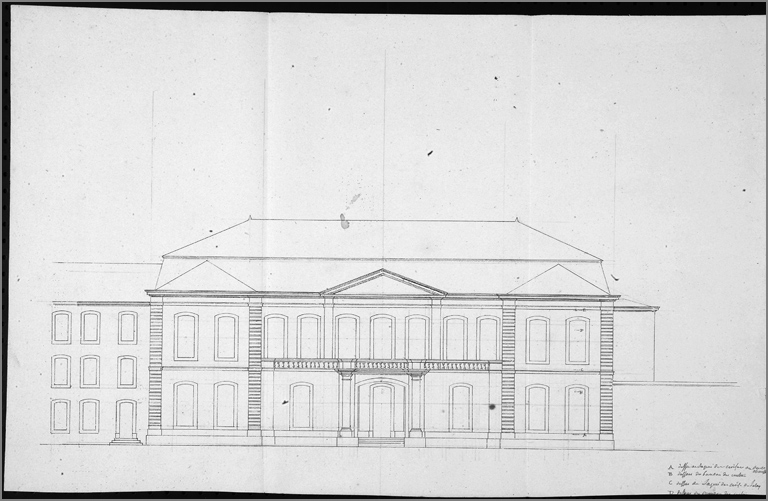 Elévation de la préfecture depuis la place (1806).