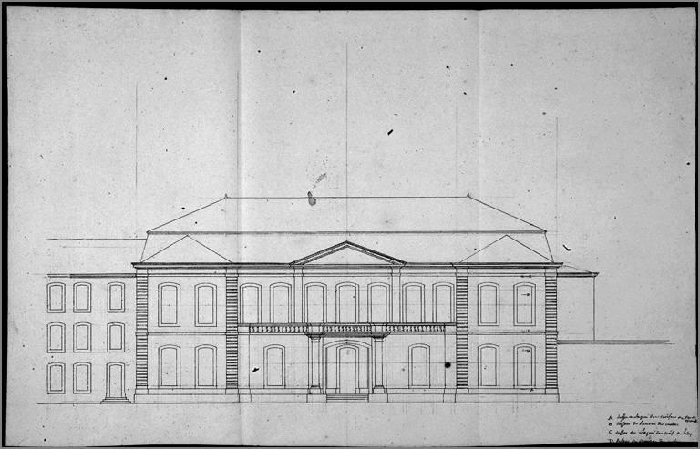 Elévation de la préfecture depuis la place (1806).