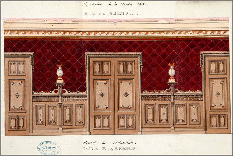 Projet de restauration, grande salle-à-manger (1860).