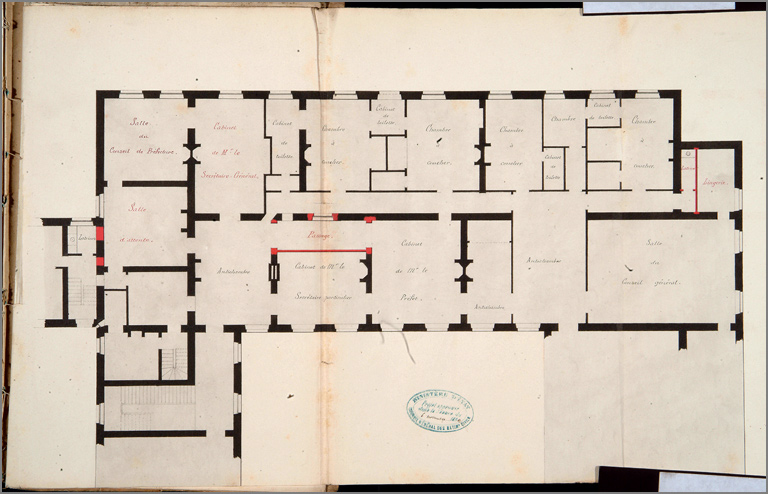 Plan du corps central de la préfecture : 1er étage (vers 1860).