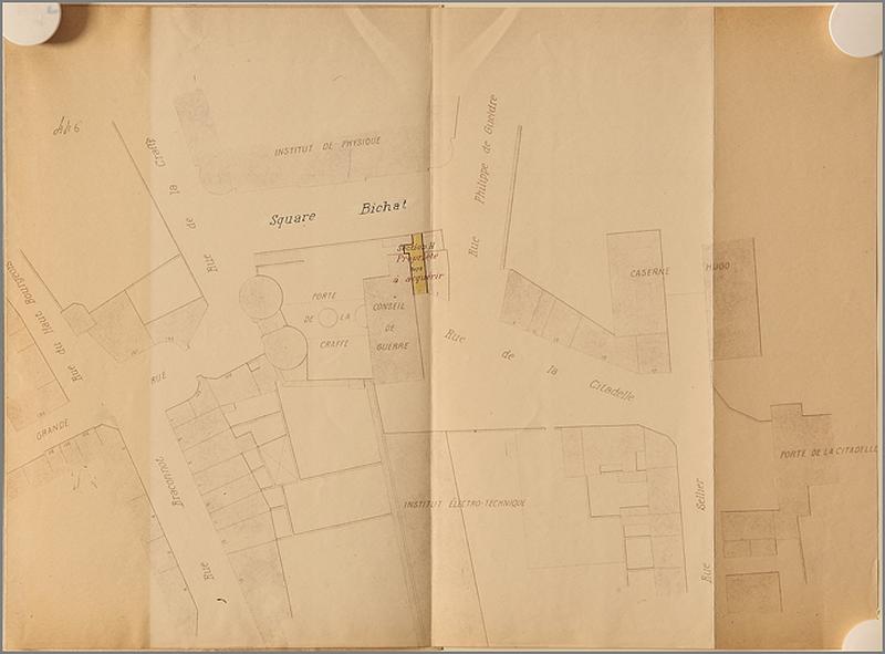 Plan annexé à la convention entre l'Etat et la ville concernant la cession à la ville des terrains dépendants de l'ancienne citadelle.