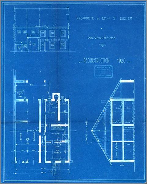 Plan, coupe et élévation.