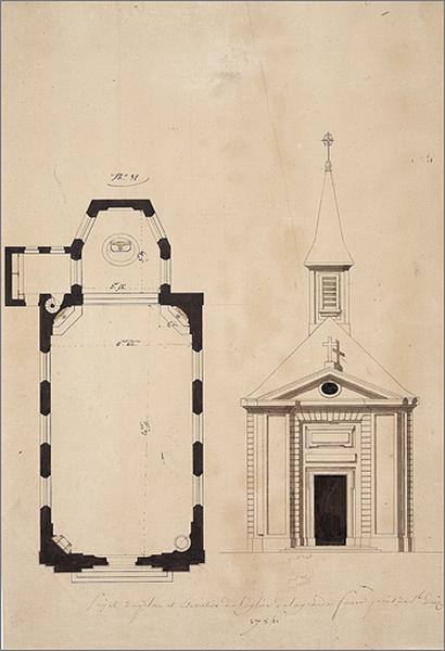 Projet non réalisé, coupe et élévation.