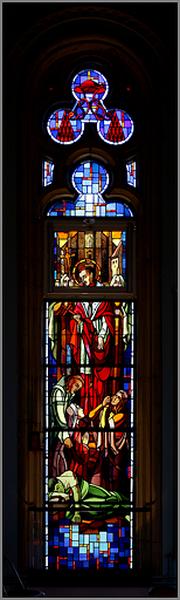 Verrière 15 : saint Charles Borromée portant secours à un pestiféré de Milan.
