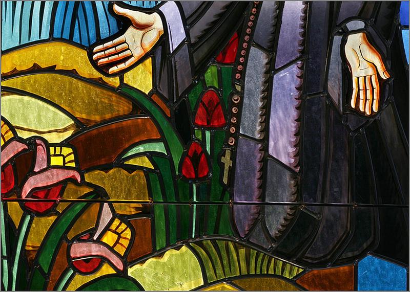 Verrière 12 : l'apparition du Sacré-Coeur à Sainte Marguerite-Marie Alacocque, détail.