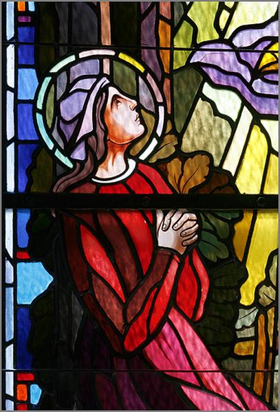 Verrière 14 : l'apparition de Saint Michel à Jeanne d'Arc, détail.
