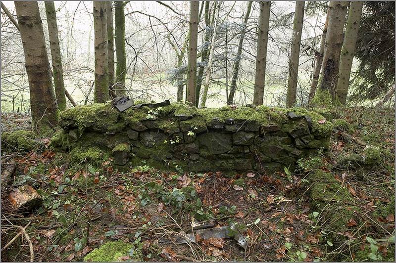 Vestige de cimetière militaire. Mur d'enceinte, vue d'ensemble.