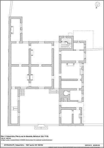 Maison forte. Plan du rez-de-chaussée, état actuel.