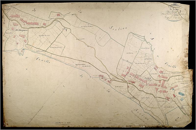 Cadastre de 1838, feuille A2 : le Centre et Herbeaupaire.