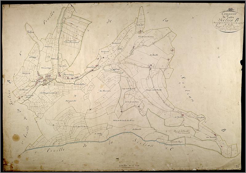 Cadastre de 1838, feuille B3 : Aux Trois-Maisons