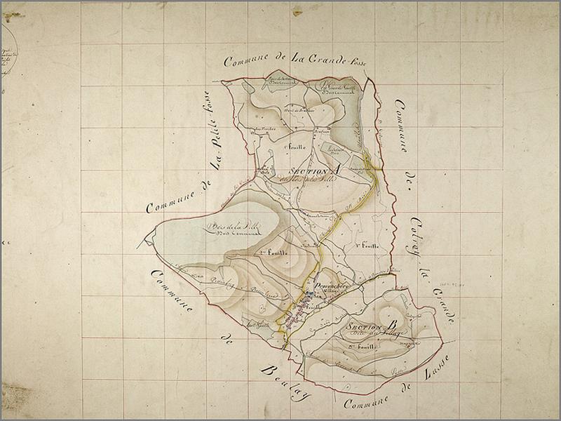 Cadastre de 1837, tableau d'assemblage, détail.